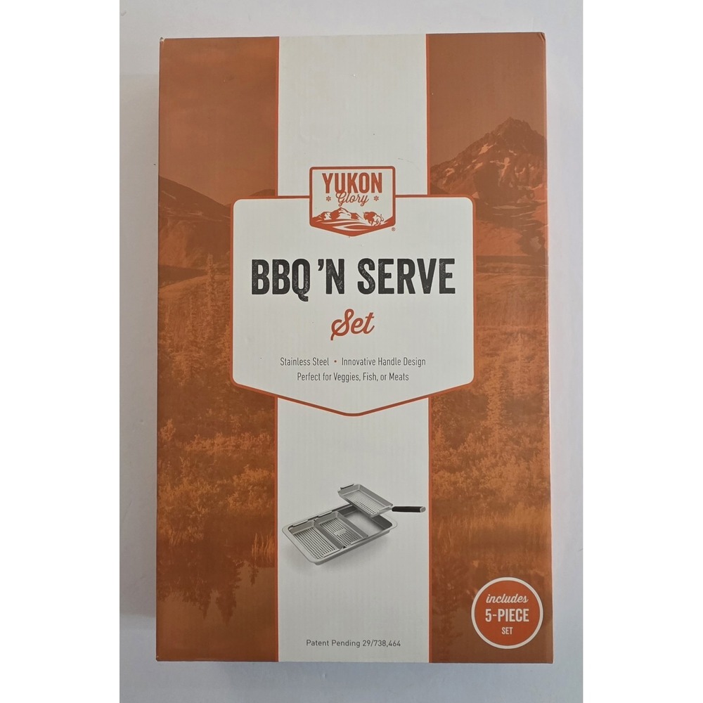 Yukon Glory, 3 Stainless Steel BBQ Baskets, NEW/Sealed, Drip Pan w/Handle